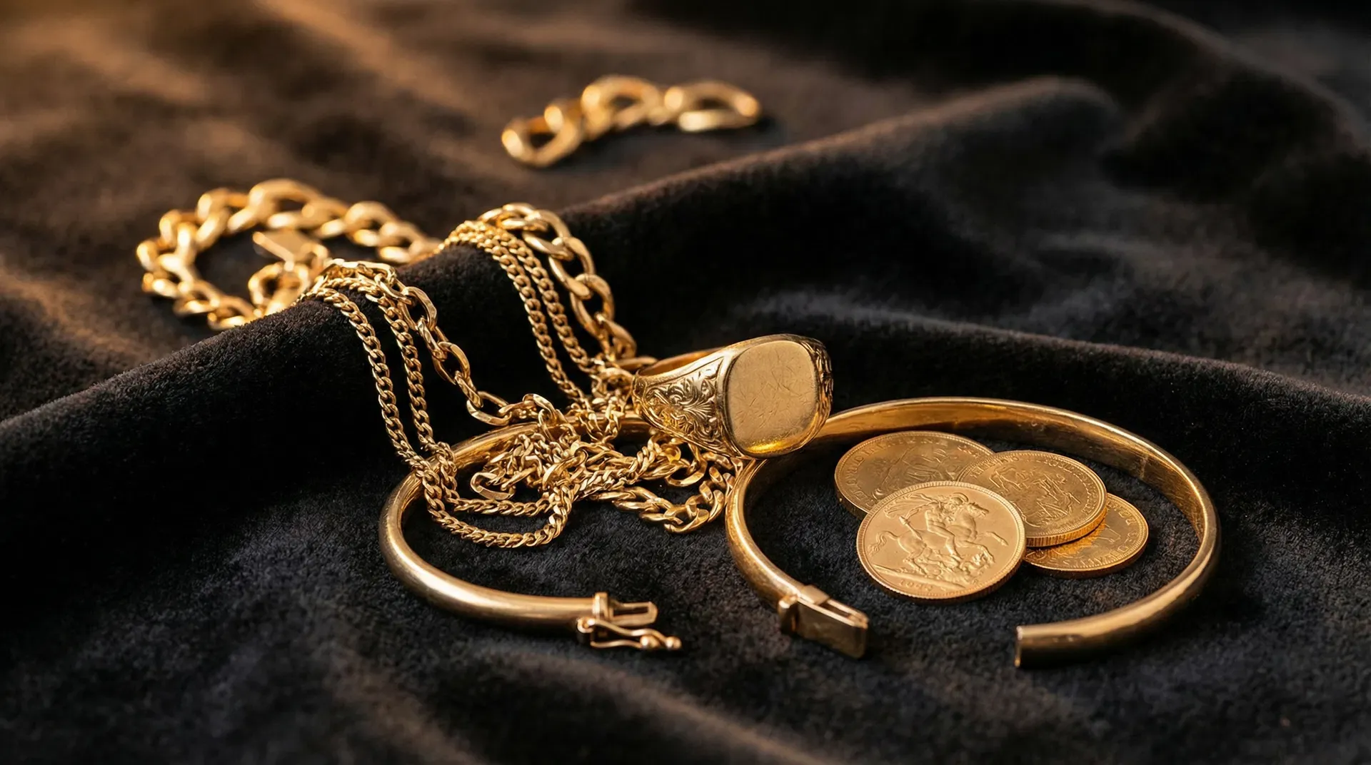 Gold jewellery and coins. GoldPaid UK postal gold and silver buyer